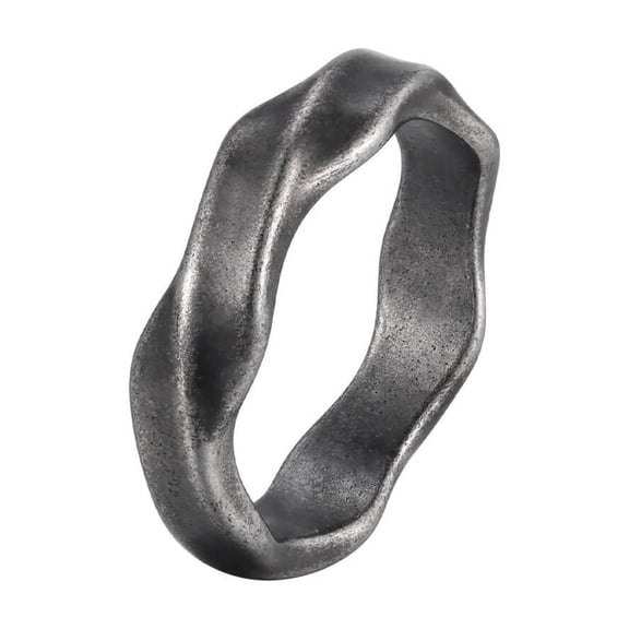 HIJONES Frozen Ripple Vintage Ring for Men Stainless Steel Cool Tone with Fluid 3D Texture Retro 8