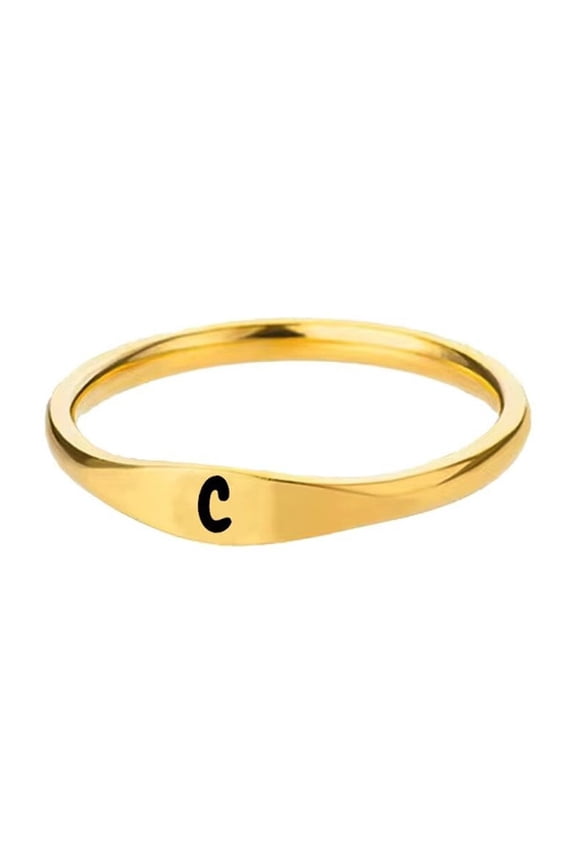 Gold Initial Rings for Women Men Stackable A-Z Alphabet Initial Letter Dainty Ring Jewelry C Size 6