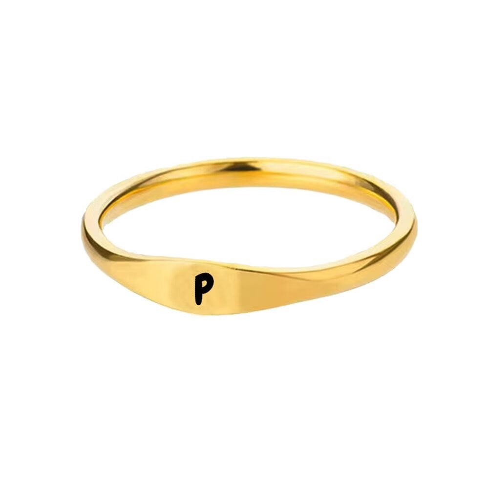 HIJONES Gold Initial Rings for Women Men Stackable A-Z Alphabet