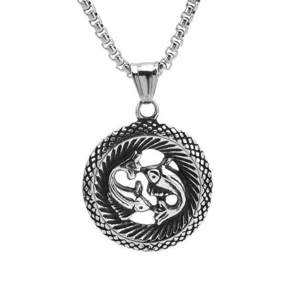 HIJONES Hollow 12 Constellation Horoscope Pendant for Women Men Necklace Stainless Steel Birth Star Sign Personalized Pendant Chain Pisces