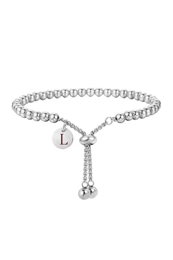 Initial Bracelet for Women Stainless Steel Adjustable Slider Chain Personalized 26 Letters Alphabet Jewelry L