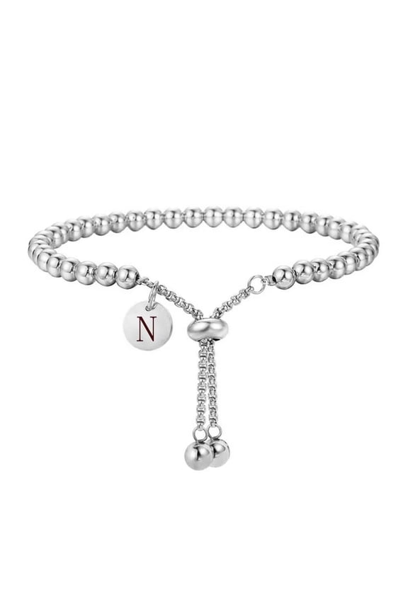 Initial Bracelet for Women Stainless Steel Adjustable Slider Chain Personalized 26 Letters Alphabet Jewelry N