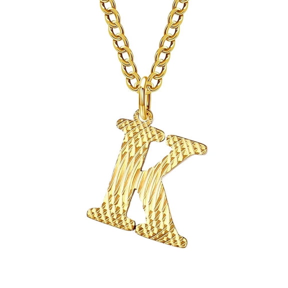 HIJONES Initial Letter Necklace for Men Women Stainless Steel A to Z Alphabet Monogram Pendant Necklace Gold Plated K