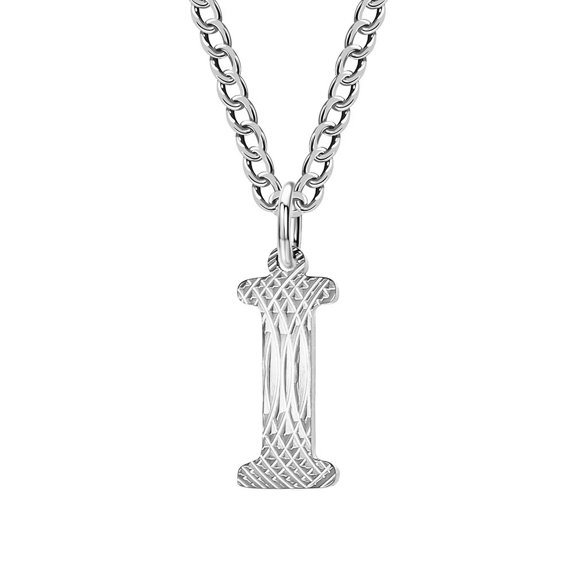 HIJONES Initial Letter Necklace for Men Women Stainless Steel A to Z Alphabet Monogram Pendant Necklace Silver I