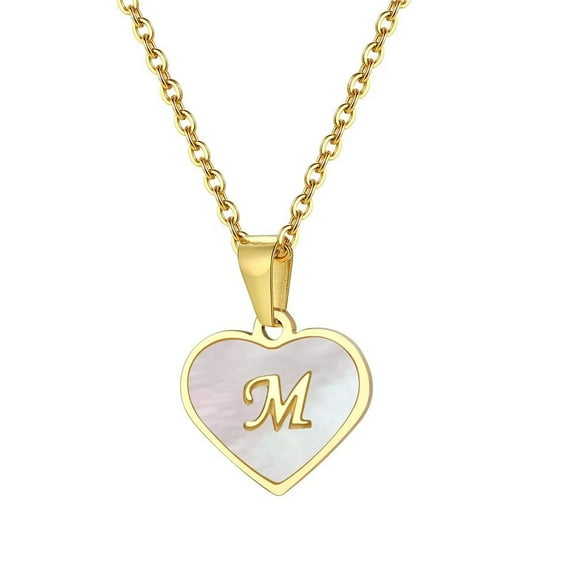HIJONES Initial Letters Necklace for Women Stainless Steel 26 Alphabet Pendant Charm with Chain Gold Plated M