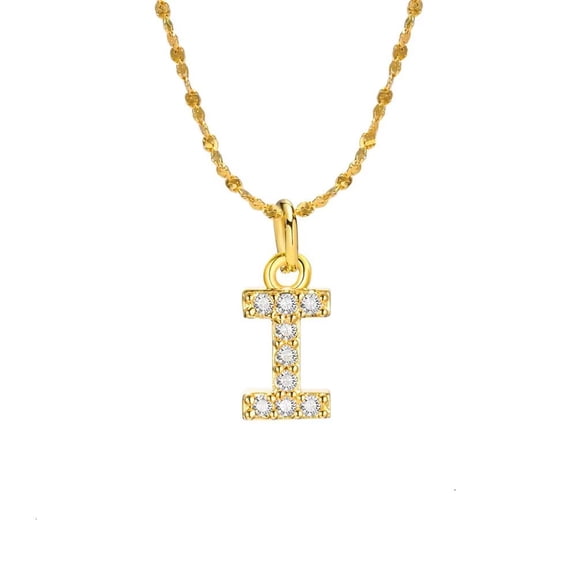 HIJONES Initial Letters Necklace for Women Stainless Steel A to Z Alphabet Pendant Charm with Chain Gold Plated I