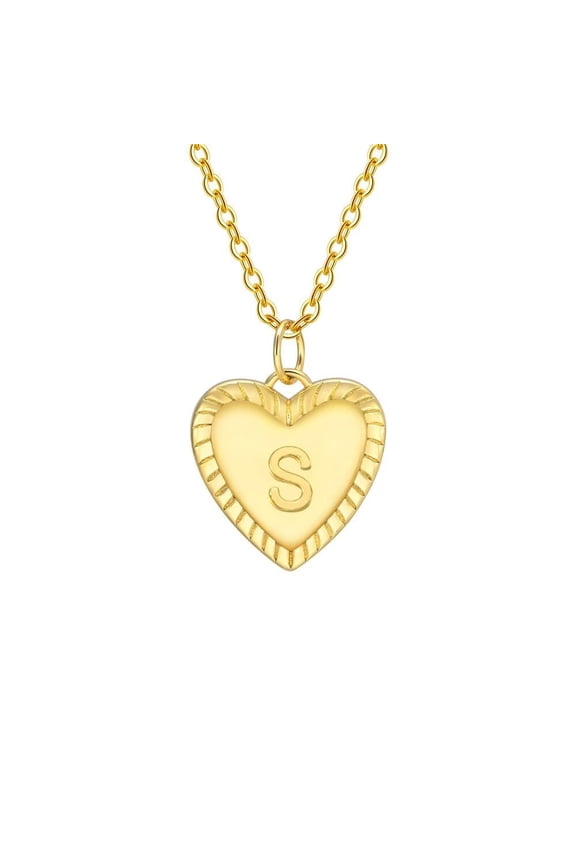Initial Love Heart Necklace Stainless Steel Letters Necklace for Women Alphabet Name Monogram Stackable Necklaces Jewelry Gold S