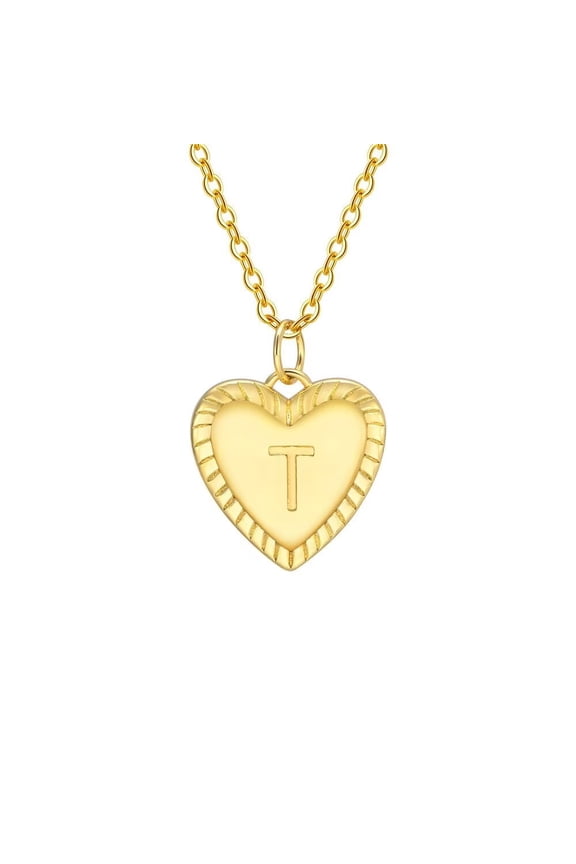 Initial Love Heart Necklace Stainless Steel Letters Necklace for Women Alphabet Name Monogram Stackable Necklaces Jewelry Gold T