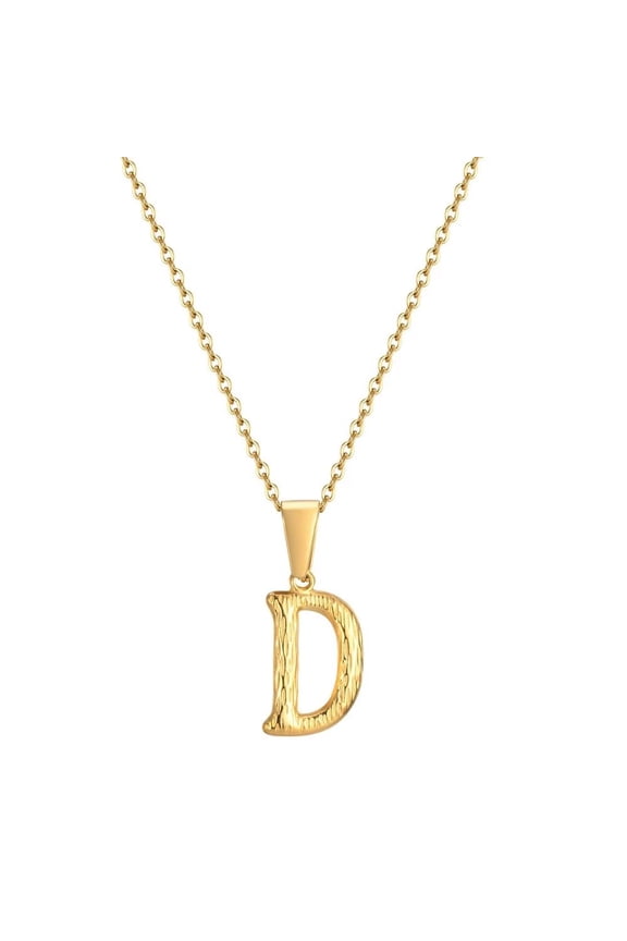 Initial Necklace Stainless Steel Letters Pendant Necklace for Women English First Alphabet Name Monogram Stackable Necklaces Jewelry Gold D