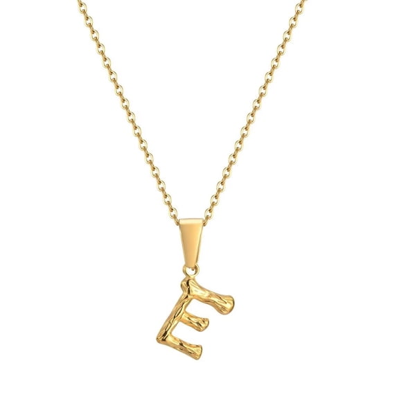 HIJONES Initial Necklace Stainless Steel Letters Pendant Necklace for Women English First Alphabet Name Monogram Stackable Necklaces Jewelry Gold E