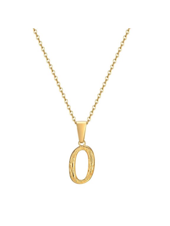 Initial Necklace Stainless Steel Letters Pendant Necklace for Women English First Alphabet Name Monogram Stackable Necklaces Jewelry Gold O
