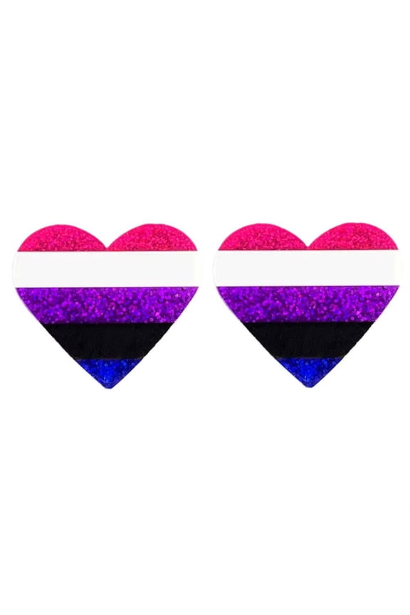 LGBT Heart Pride Earrings for Women Men Rainbow Stud Earrings Transgender Nonbinary Pansexual Bisexual Earrings Jewelry Genderfluid