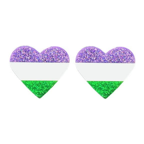 HIJONES LGBT Heart Pride Earrings for Women Men Rainbow Stud Earrings Transgender Nonbinary Pansexual Bisexual Earrings Jewelry Genderqueer