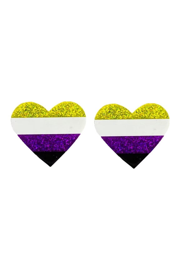 LGBT Heart Pride Earrings for Women Men Rainbow Stud Earrings Transgender Nonbinary Pansexual Bisexual Earrings Jewelry Non-binary