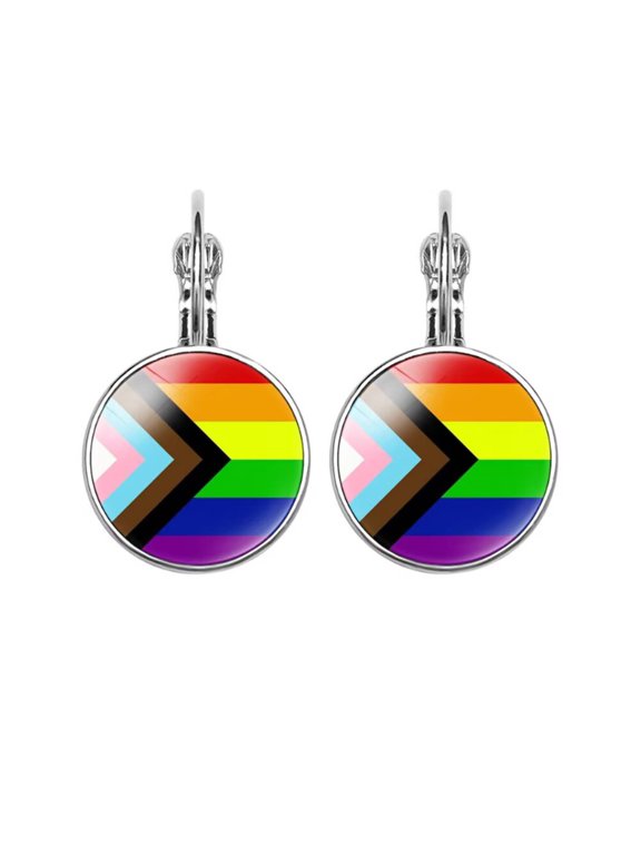 LGBT Pride Earrings for Women Men Rainbow Leverback Earrings Gay Lesbian Transgender Nonbinary Pansexual Bisexual Earrings Jewelry Progress Pride