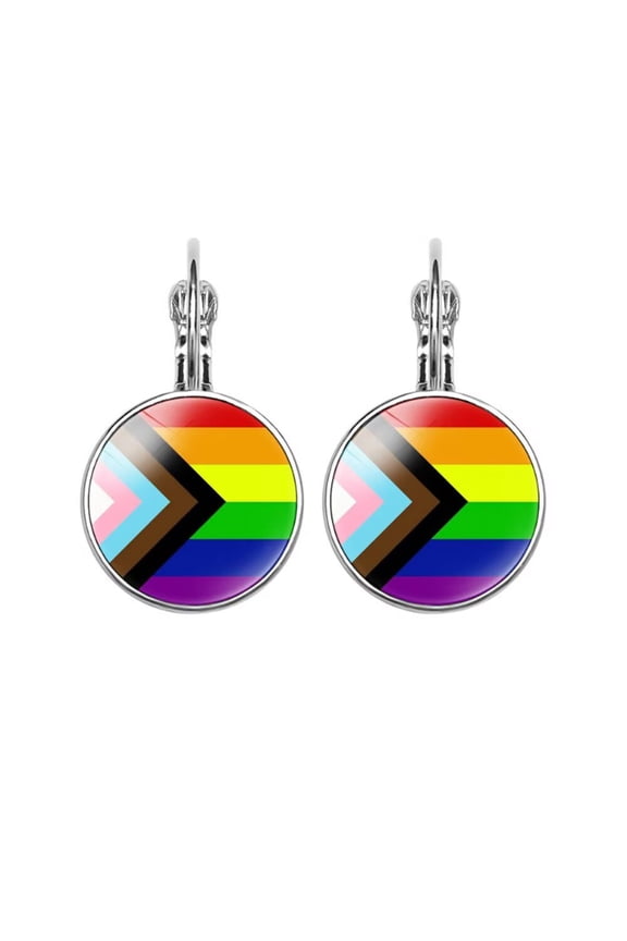 LGBT Pride Earrings for Women Men Rainbow Leverback Earrings Gay Lesbian Transgender Nonbinary Pansexual Bisexual Earrings Jewelry Progress Pride