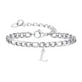 thumbnail image 1 of HIJONES Letter Alphabet Bracelet for Women Men Initial Letter Flat Chain Dainty Charm Initial First Name Jewelry Silver L, 1 of 6