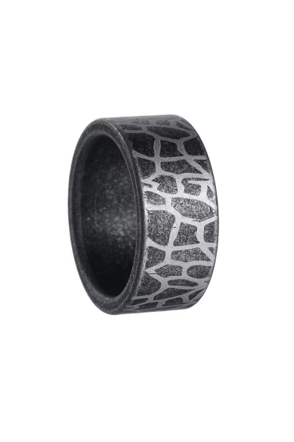 Men Women's 10mm Cracked Spider Web Ring Band Stainless Steel Personalized Daily Jewelry Ancient Silver Size 9