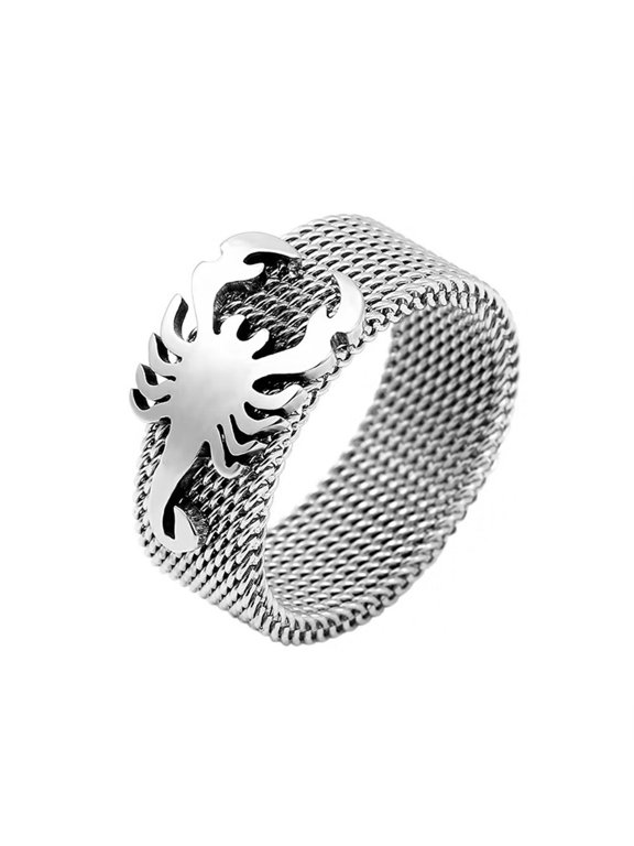 Men Women's 316L Stainless Steel 8mm Ring Personalized Brushed Scorpion Band Jewelry Silver Size 11