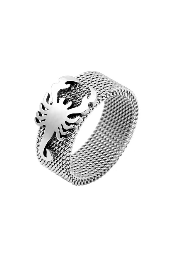 Men Women's 316L Stainless Steel 8mm Ring Personalized Brushed Scorpion Band Jewelry Silver Size 12