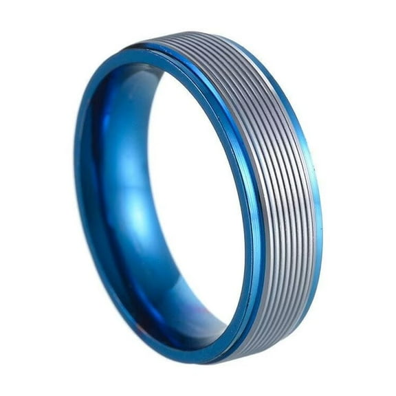 HIJONES Men Women's 6mm Stainless Steel Ring Band Jewelry Blue Size 6