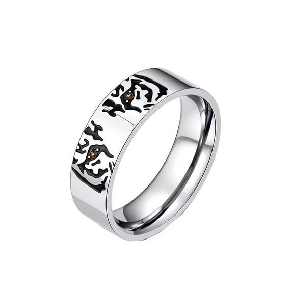 HIJONES Men Women's Animal Eyes Cubic Zirconia Stainless Steel Ring Band Statement Finger Jewelry Tiger Size 9
