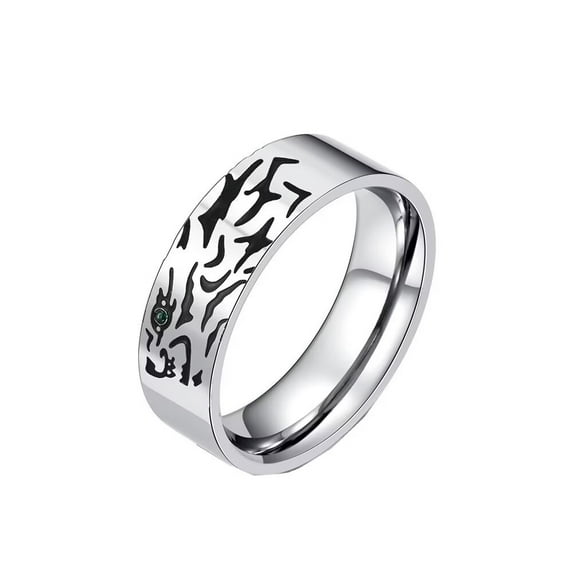 HIJONES Men Women's Animal Eyes Cubic Zirconia Stainless Steel Ring Band Statement Finger Jewelry Wolf Size 9