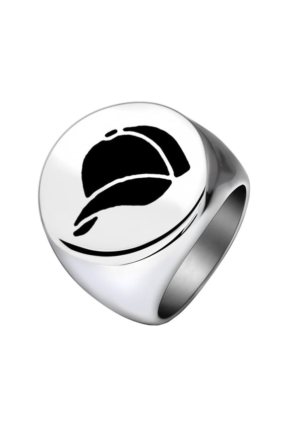 Men Women's Baseball Cap Stainless Steel Polished Ring Minimalist Personalized Vintage Band Jewelry Silver Size 9
