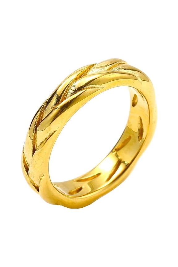 Men Women's Braided Cross Stainless Steel Statement Ring Band Finger Jewelry Gold Size 9