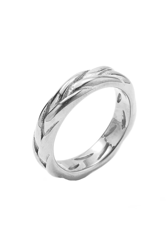 Men Women's Braided Cross Stainless Steel Statement Ring Band Finger Jewelry Silver Size 10