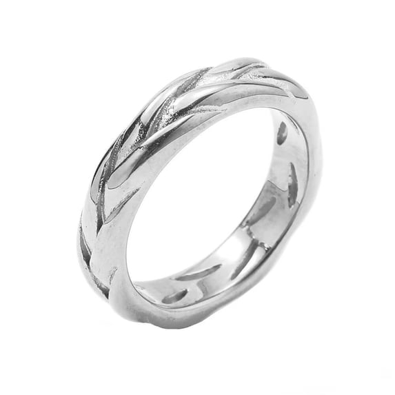 HIJONES Men Women's Braided Cross Stainless Steel Statement Ring Band Finger Jewelry Silver Size 11
