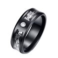 thumbnail image 1 of HIJONES Men Women's Carbon Fiber Dragon Ring Stainless Steel Retro Vintage Band Jewelry White Diamond Size 8, 1 of 2