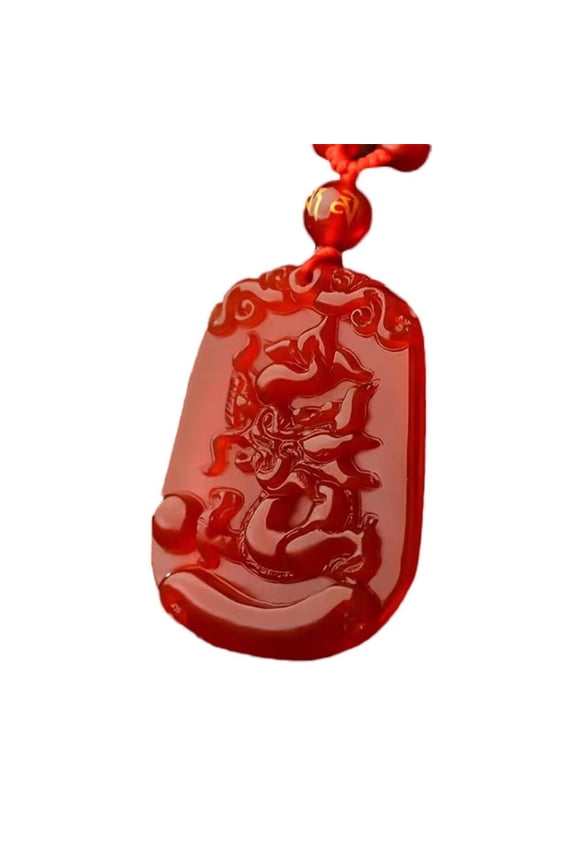 Men Women's Chinese Zodiac Necklace 12 Animals Patron Saint Red Color Pendant Charm with Chain Dragon