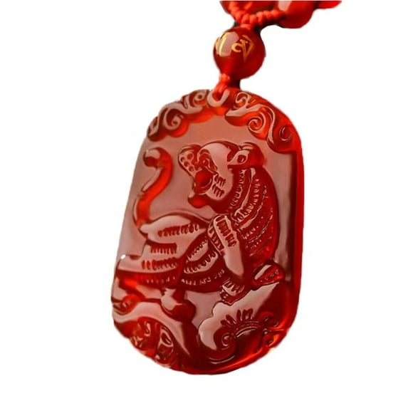 HIJONES Men Women's Chinese Zodiac Necklace 12 Animals Patron Saint Red Color Pendant Charm with Chain Tiger