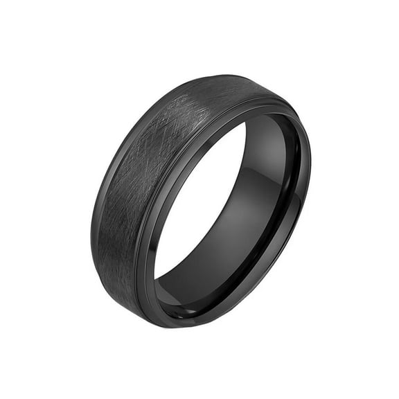 HIJONES Men Women's Matte Brushed Tungsten Steel Ring Band Statement Finger Jewelry Black Size 10