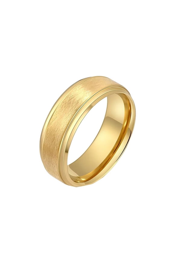Men Women's Matte Brushed Tungsten Steel Ring Band Statement Finger Jewelry Gold Size 9