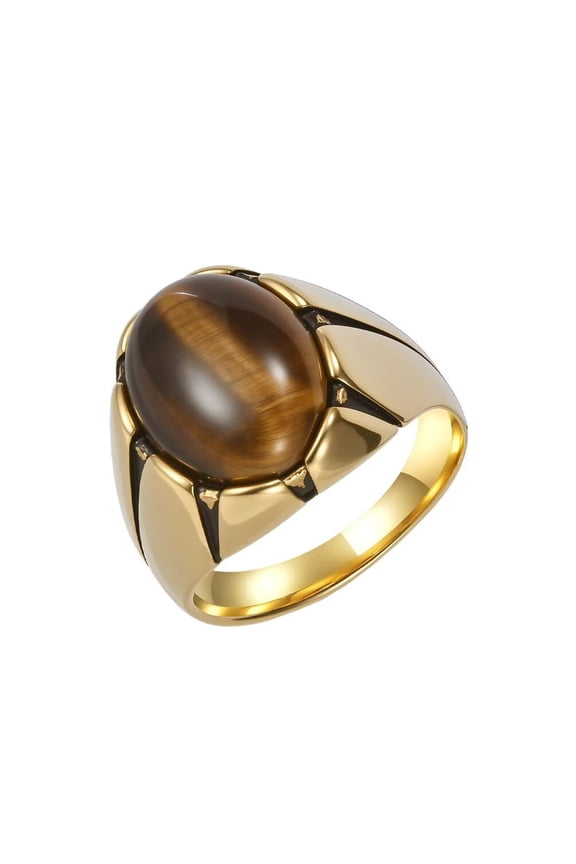 Men Women's Stainless Steel Ring Personalized Jewelry Gold Brown Size 11