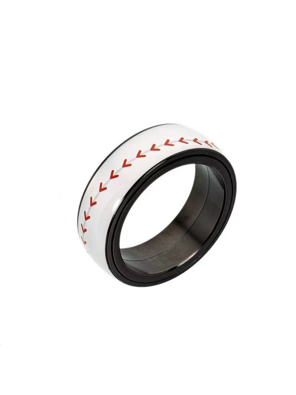 Men Women's Roatatble Ball Rings Stainless Steel Statement Ball Ring Band Hip Hop Ball Lover Finger Jewelry Baseball Size 6