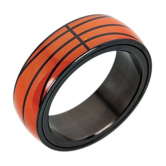 HIJONES Men Women's Roatatble Ball Rings Stainless Steel Statement Ball Ring Band Hip Hop Ball Lover Finger Jewelry Basketball Size 11