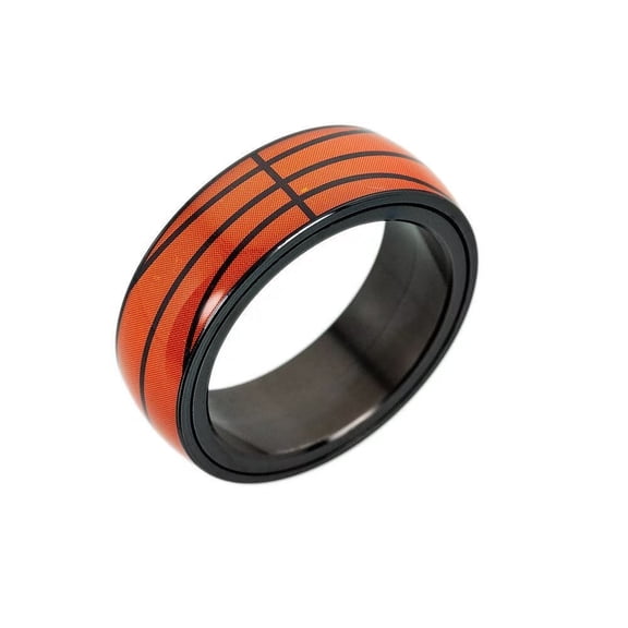 HIJONES Men Women's Rings Stainless Steel Jewelry Basketball Size 6
