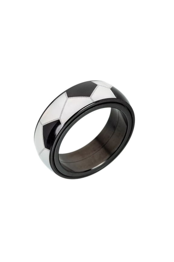 Men Women's Roatatble Ball Rings Stainless Steel Statement Ball Ring Band Hip Hop Ball Lover Finger Jewelry Soccer Size 10
