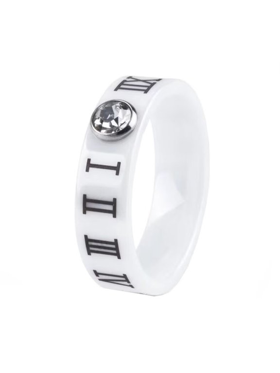 Men Women's Roman Numeral Cubic Zirconia Ring Number Ring Band Finger Silver Plated Size 8