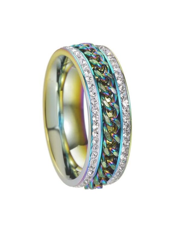 Men Women's Chain Ring Stainless Steel Band Ring Band Jewelry Chain Size 11