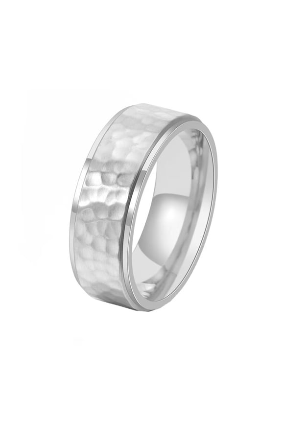 Men Women's Rotatable Moon Surface Stainless Steel Hip Hop Band Ring Unisex Statement Honeycomb Finger Rings Silver Size 8