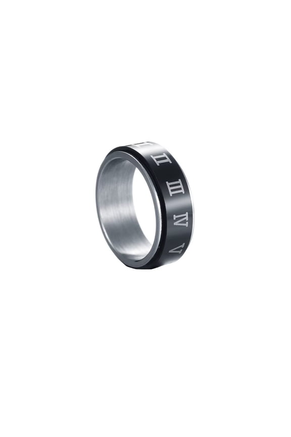 Men Women's Rotatable Roman Numeral Stainless Steel Ring Vintage Personalized Number Hip Hop Ring Band Finger Jewelry Size 11
