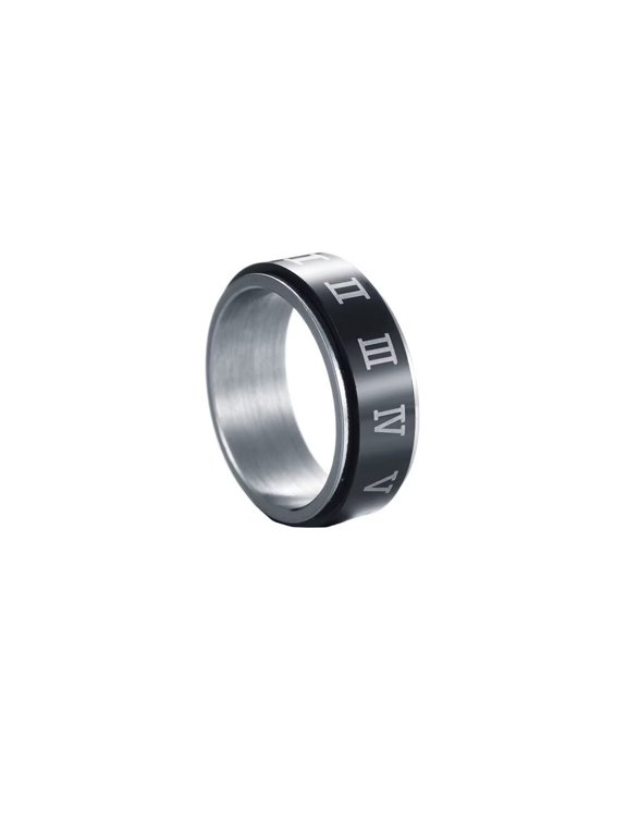Men Women's Rotatable Roman Numeral Stainless Steel Ring Vintage Personalized Number Hip Hop Ring Band Finger Jewelry Size 6