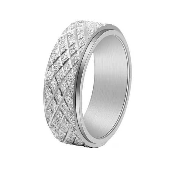 HIJONES Men Women's Rotatable Stainless Steel Rings Vintage Retro Punk Personalized Gothic Band Ring Jewelry Silver Size 9