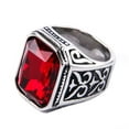 thumbnail image 1 of HIJONES Men Women's Square Gem Ring Stainless Steel Fashion Personality Rings Jewelry Silver Black Plated Red Gemstone Size 10, 1 of 3