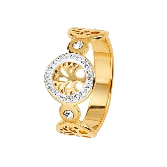 HIJONES Men Women's Stainless Steel Ancient Tree of Life Hollow Ring Vintage Leaves Statement Ring Personalized Jewelry Gold Size 7