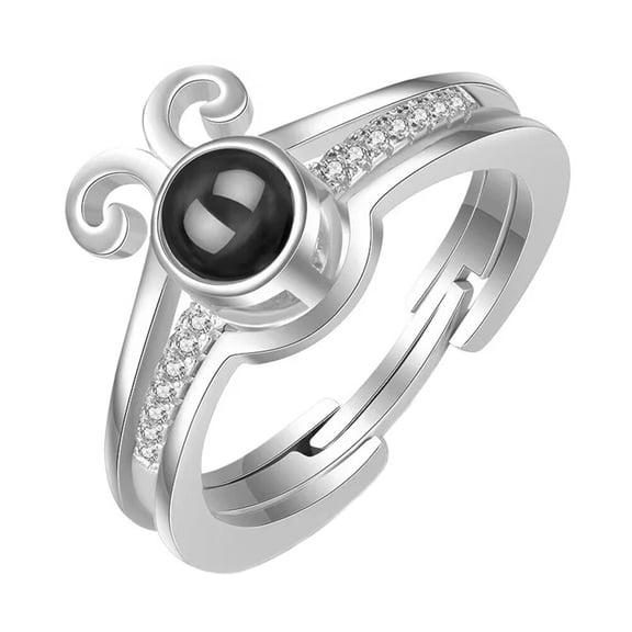 HIJONES Men Women's Stainless Steel Sun Wukong Ring Creative Projection 2-in-1 Adjustalbe Jewelry Silver Adjustable